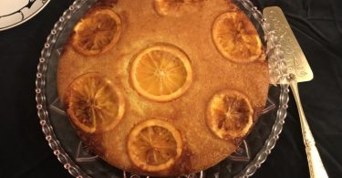 présentation gâteau moelleux à l'orange